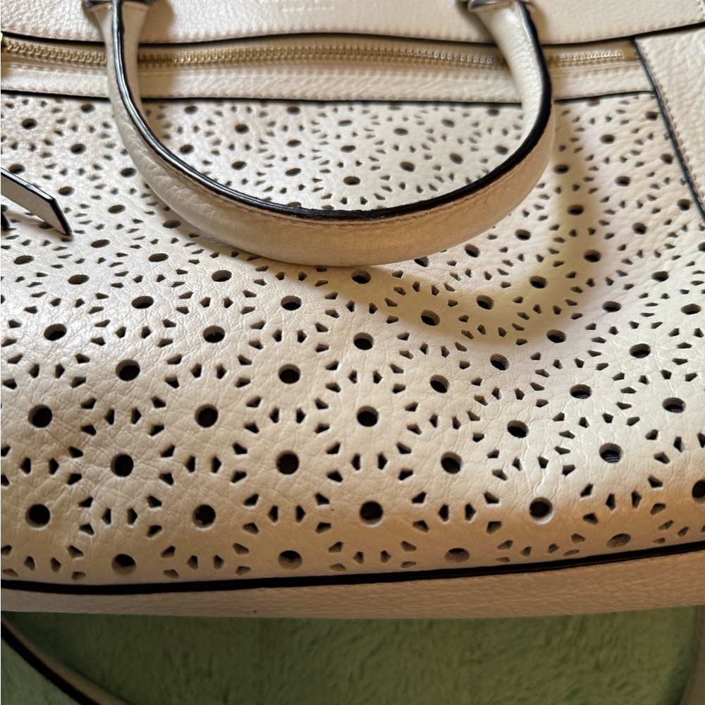 kate spade Cream Perforated Leather Satchel with Gold Hardware - Picture 10 of 15
